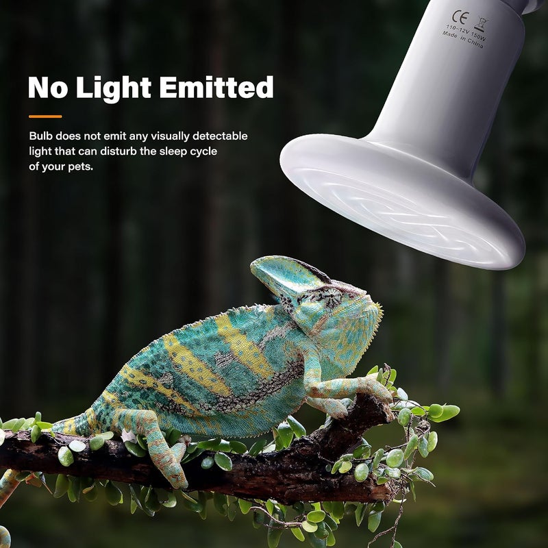 YSSOA 150W Ceramic Heat Emitter, Reptile Heat Bulbs, Ceramic Heat Lamp for Reptiles, Amphibian, Chicken, Dog, Cat, 1 Pack, White - Image 4